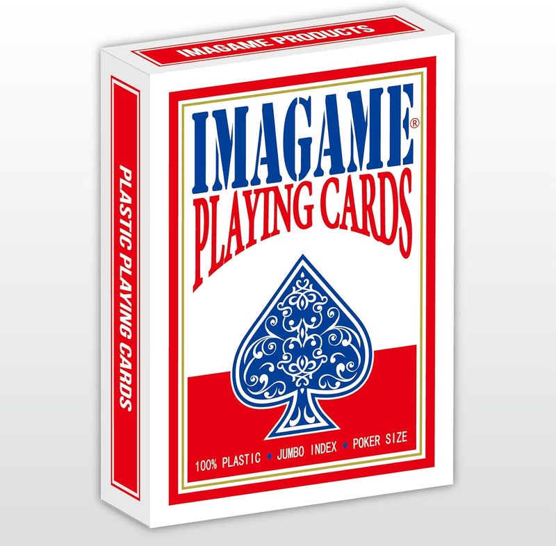 IMAGAME Plastic Playing Cards, Real Poker Size, Casino Quality, Jumbo Index, Exceptional Handing, Waterproof & Washable, Perfect for Texas Hold’em Poker, 1 Red Deck - Image 1